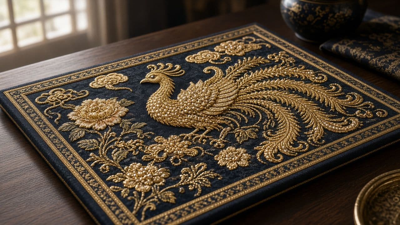 宋錦珍珠畫成品